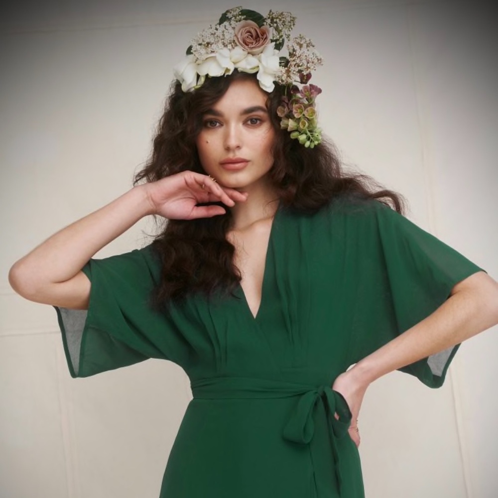 Reformation Winslow dress emerald small petite (SP)